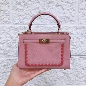 **SOLD **Coach CA077 Mini Lane Top Handle With Whipstitch In Gold/Pink Multi